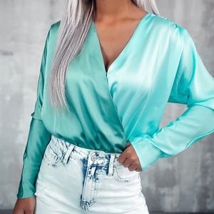 New! Turquoise / Aqua Crossover Bodysuit Size Large